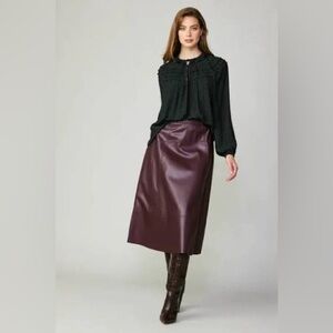 Current Air Burgundy Leather Skirt